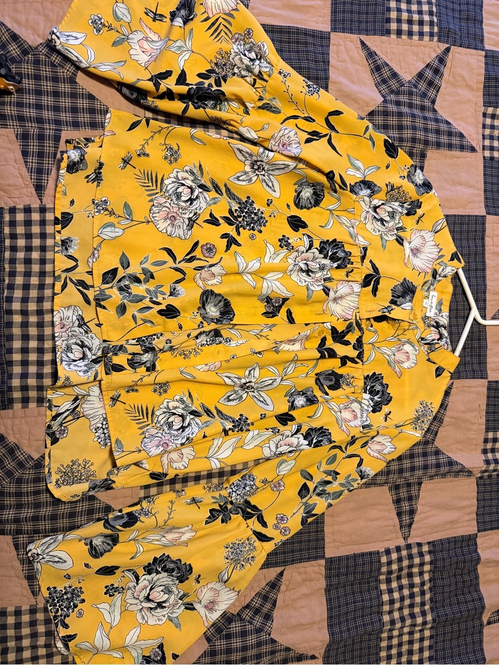 love, Fire Mustard Yellow Floral Print Blouse